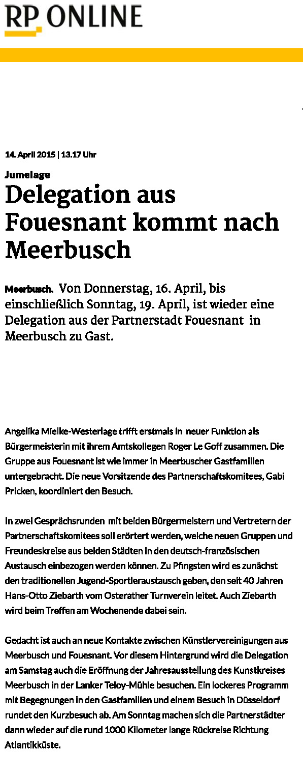 Rheinische Post 14 avril 2015
