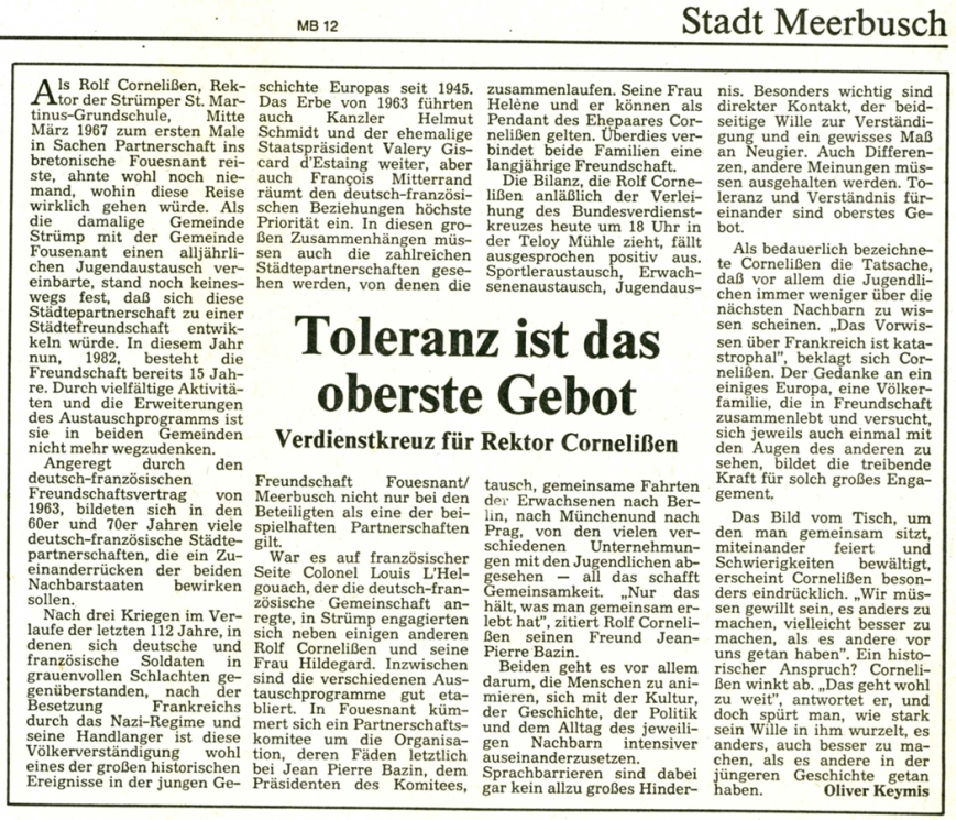 Westdeutsche Zeitung, 8 juillet 1984