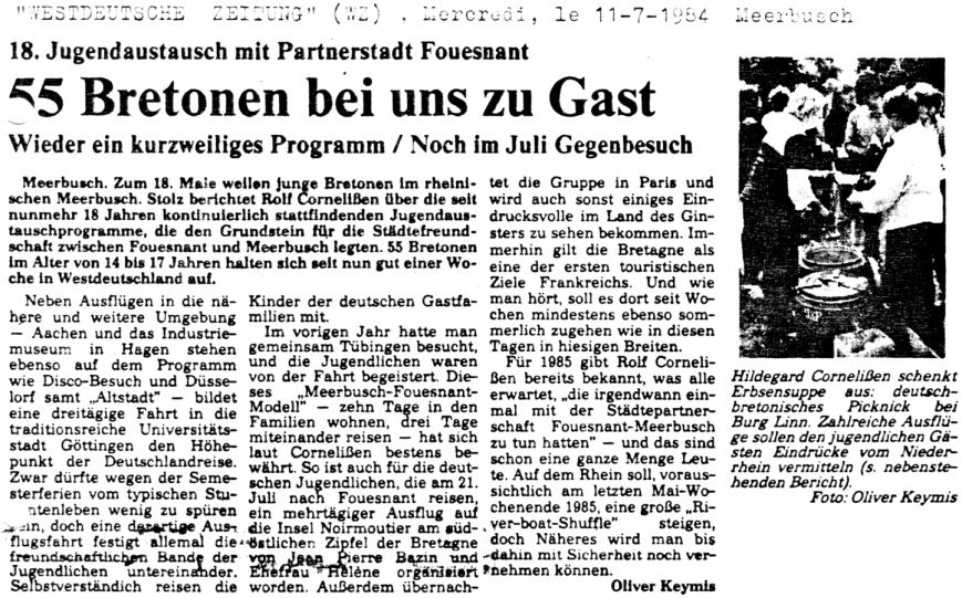Westdeutsche Zeitung, 11 juillet 1984